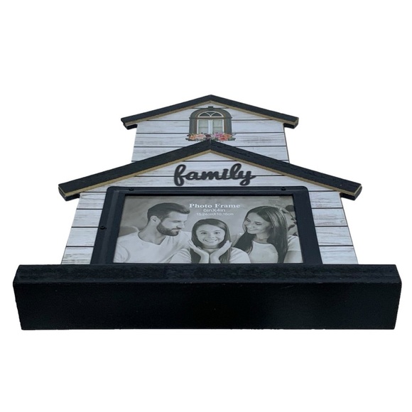 Photo Picture Frame Freestanding House Shape Modern Farmhouse Black White 4x6 - Picture 5 of 16